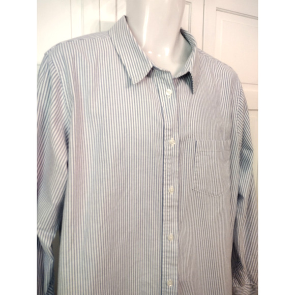 L.L. Bean Shirt Blue Striped Button Down Classic Oxford 100% Organic Cotton XL - Picture 6 of 11